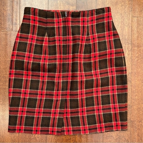 NYCC Vintage Clueless Preppy Wool Blend Red & Brown Plaid Women's Skirt, Size 10 - Picture 4 of 8